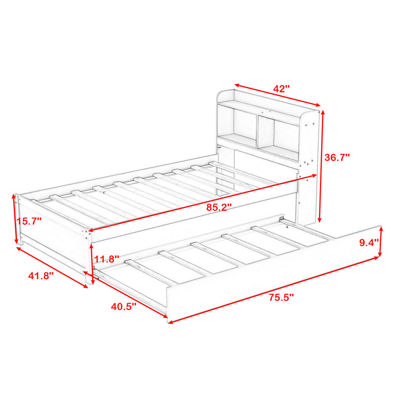 Red Barrel Studio® Kiefus Twin Size Wood Platform Bed with Twin Size
